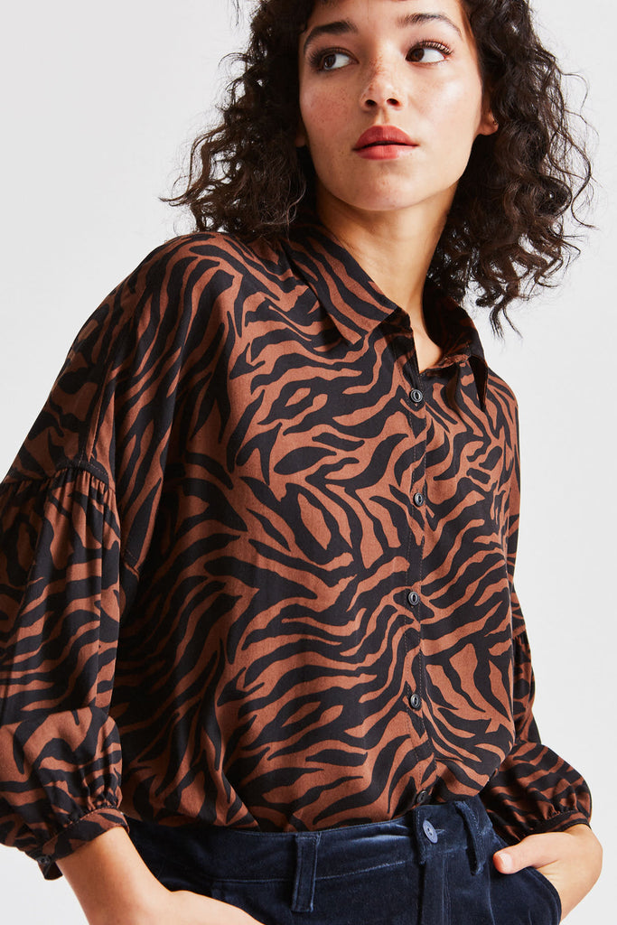 Brixton Linda 1/2 Sleeve Woven - Zebra