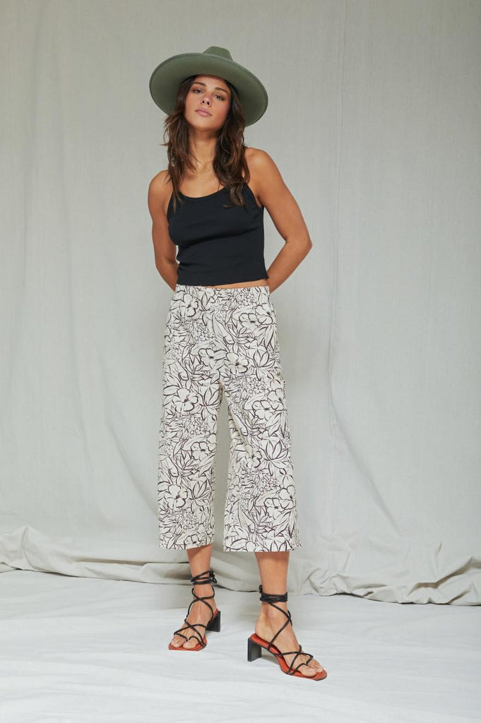 Brixton Indo Linen Wide Leg Pant - Whitecap