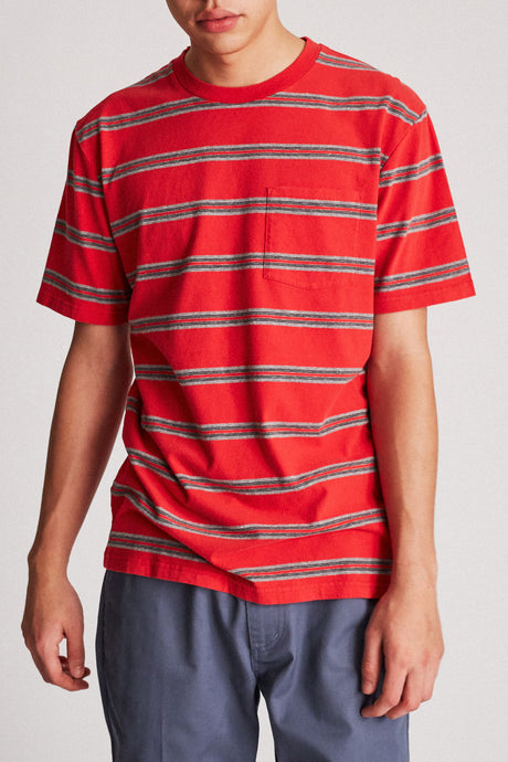 Hilt Washed S/S Pocket Tee - Red/Black