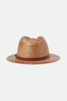 Brixton Unisex Messer Straw Fedora - Toffee | Back