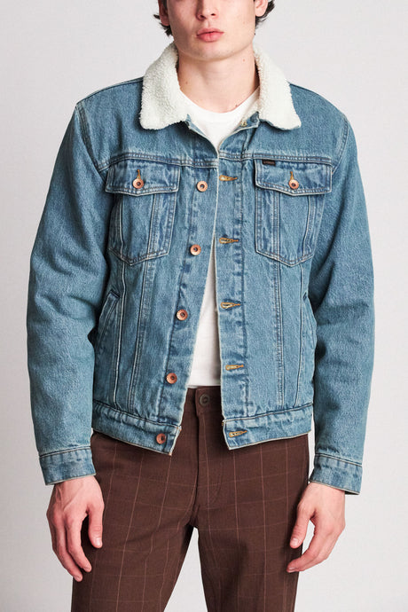 Cable Sherpa Denim Jacket - Faded Indigo