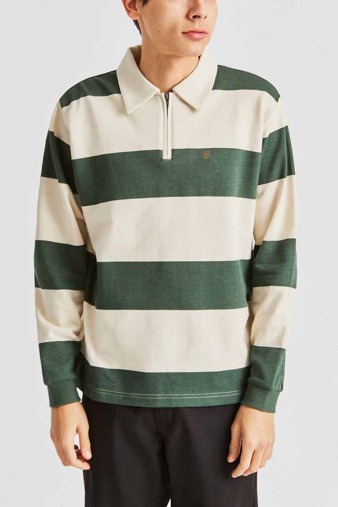 Brixton B-Shield 1/2 Zip Polo - Cypress/Ivory