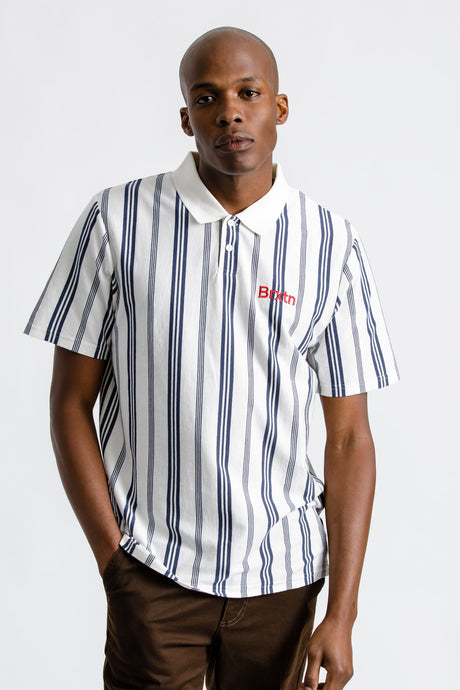 Hilt Gate S/S Polo - Off White/Washed Navy