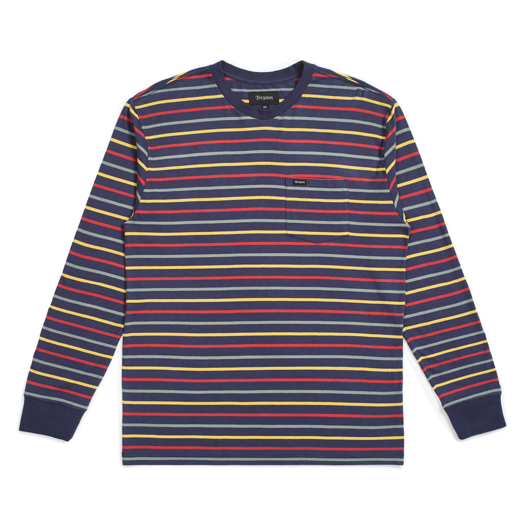 Brixton Hilt L/S Pocket - Washed Navy/Lava Red