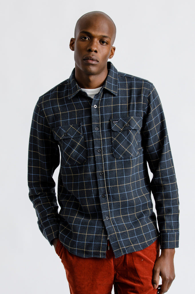 Brixton Bowery L/S Flannel - Washed Black/Blue