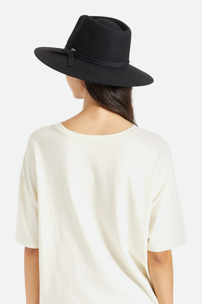 Women's Fit, Back View | Joanna Felt Packable Hat - Black