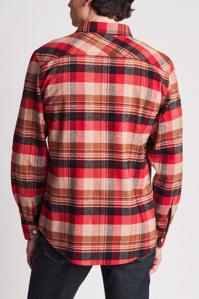 Brixton Bowery L/S Flannel - Red/Copper