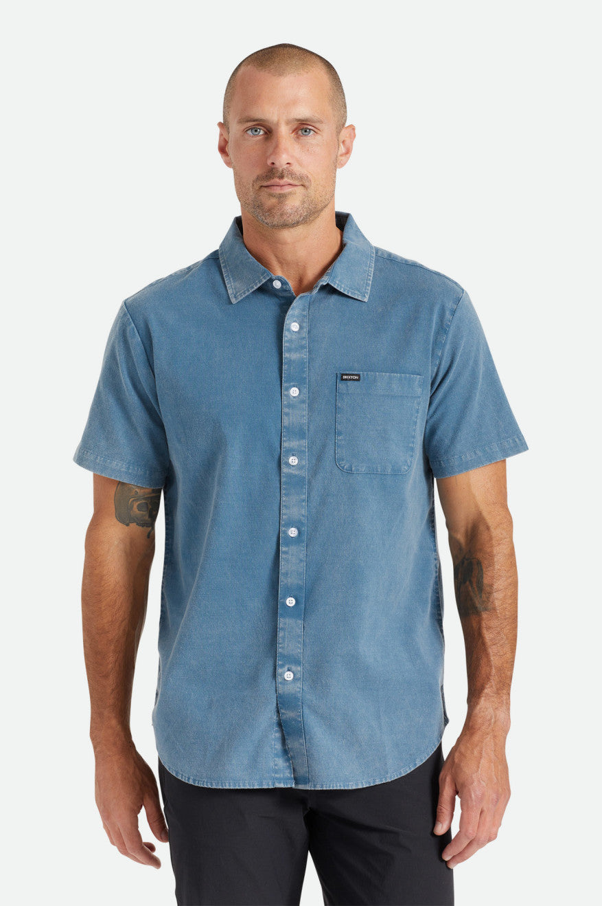 Charter Oxford S/S Woven - Indian Teal Sun Wash