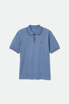 Men's Proper S/S Polo Knit - Slate Blue/ Dark Brick - Front Side