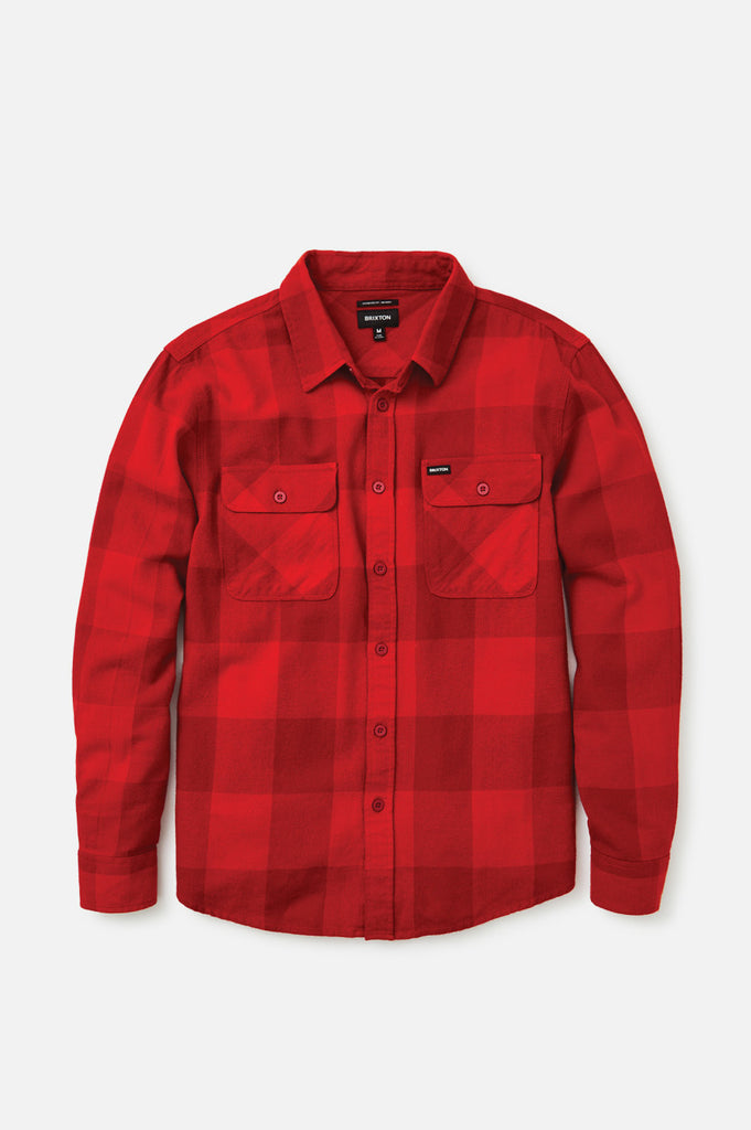 Brixton Bowery Lightweight L/S Flannel - Crimson/Aurora Red