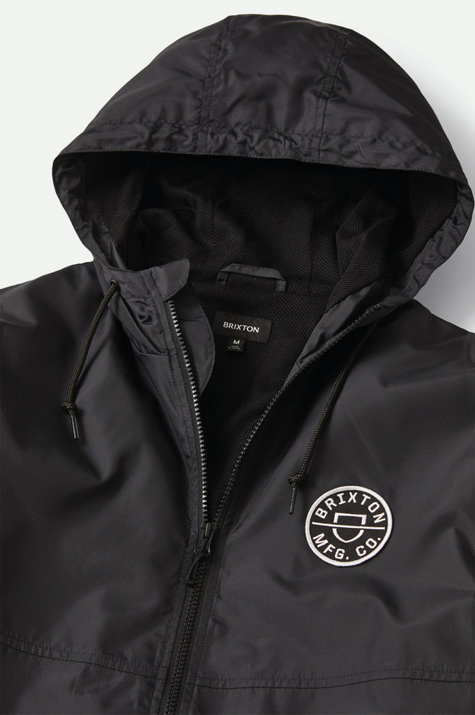 Brixton Claxton Crest Lightweight Zip Hood Jacket - Black/Black