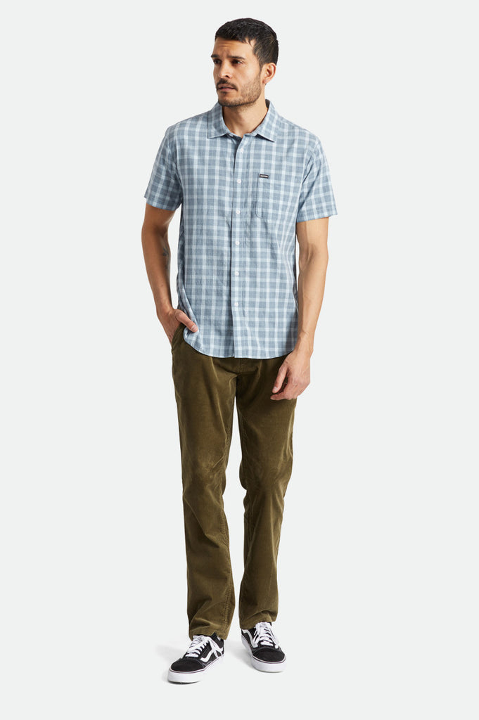 Brixton Charter Plaid S/S Woven - Blue Mirage