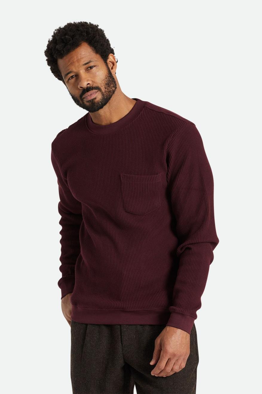 Corded L/S Sweater Pocket Knit - Washed Burnt Henna – Brixton