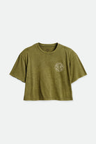 Women's Crest Women's S/S Skimmer Tee - Military Olive/Beige Cloud Wash - Front Side