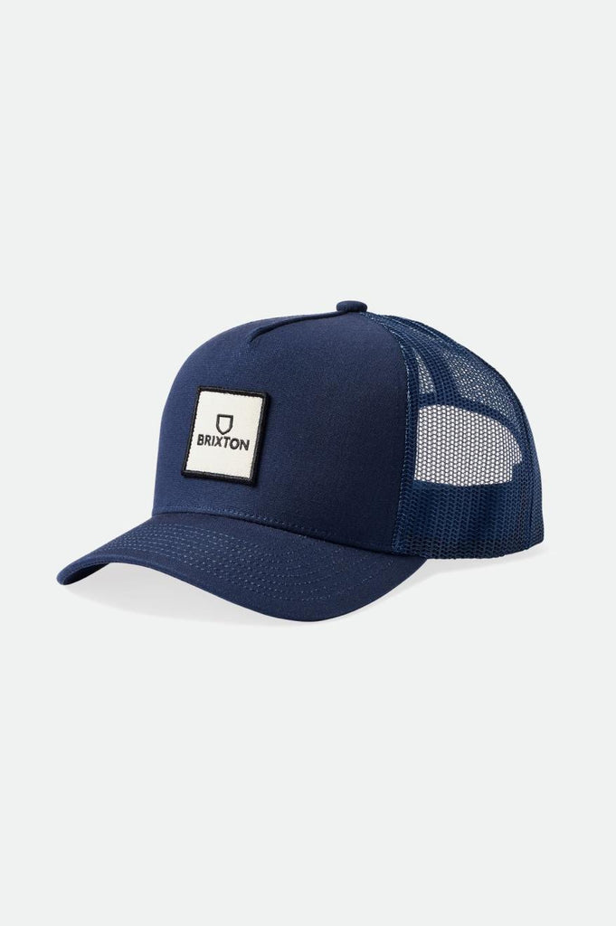 Brixton Alpha Block Netplus MP Trucker Hat - Washed Navy/Washed Navy