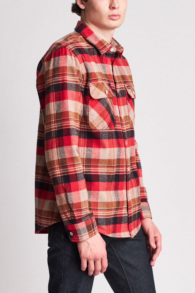 Brixton Bowery L/S Flannel - Red/Copper