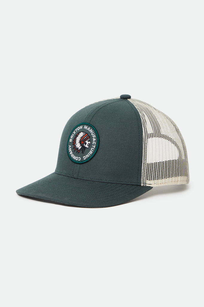 Brixton Rival Stamp NetPlus MP Trucker Hat - Silver Pine/Off White