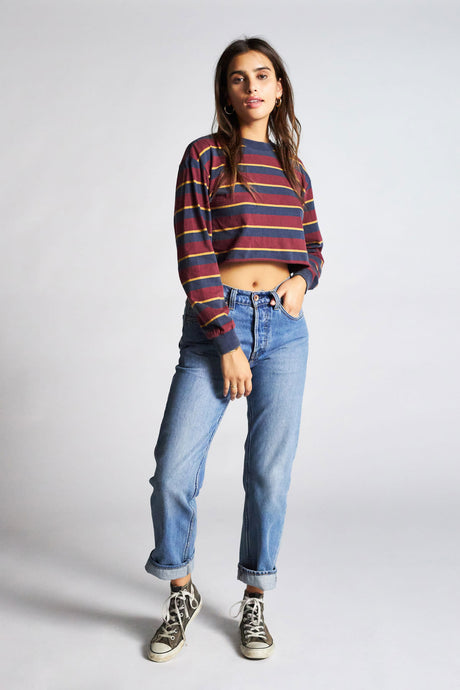 Emily L/S Crop Tee - Navy