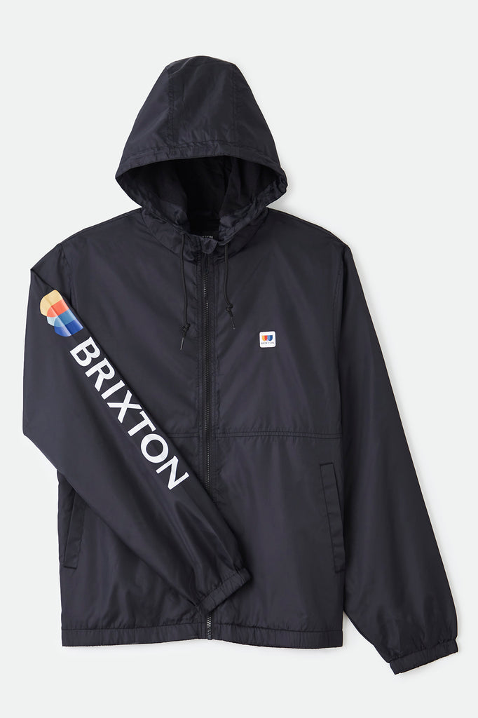 Brixton Claxton Alton Lightweight Zip Hood Jacket - Black/White
