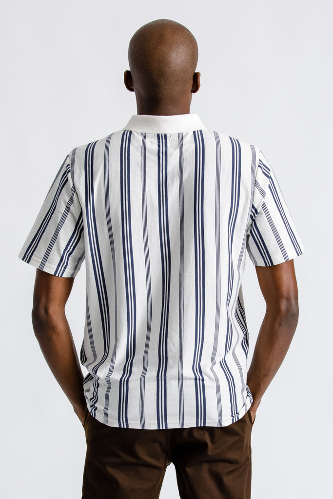 Brixton Hilt Gate S/S Polo - Off White/Washed Navy