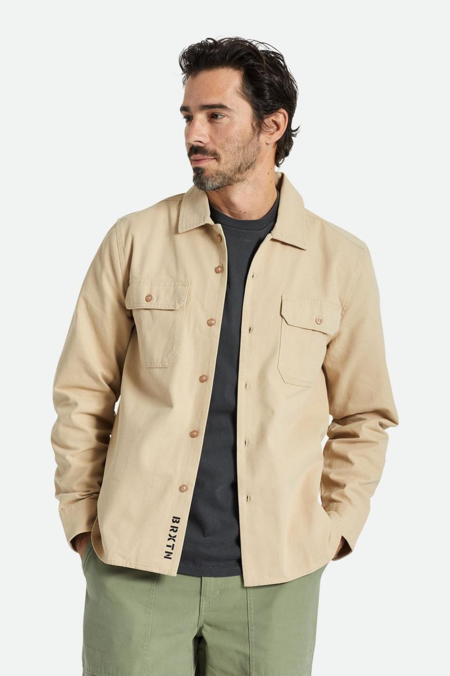 Men's Fit, Front View | Bowery Surplus Overshirt - Sand
