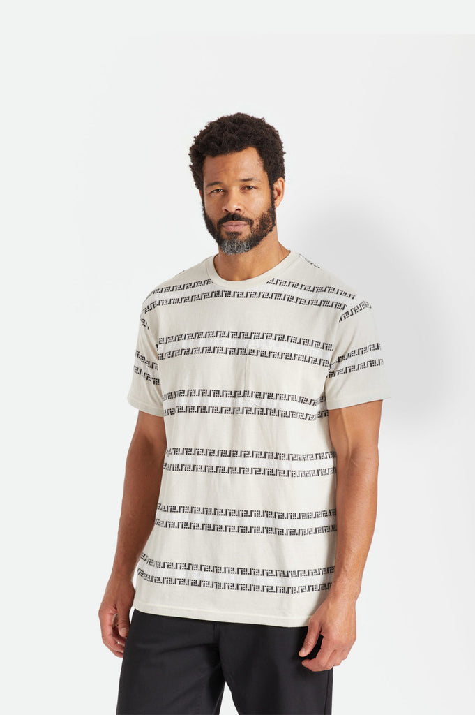 Brixton Hilt S/S Pocket Knit - Beige/Black/White