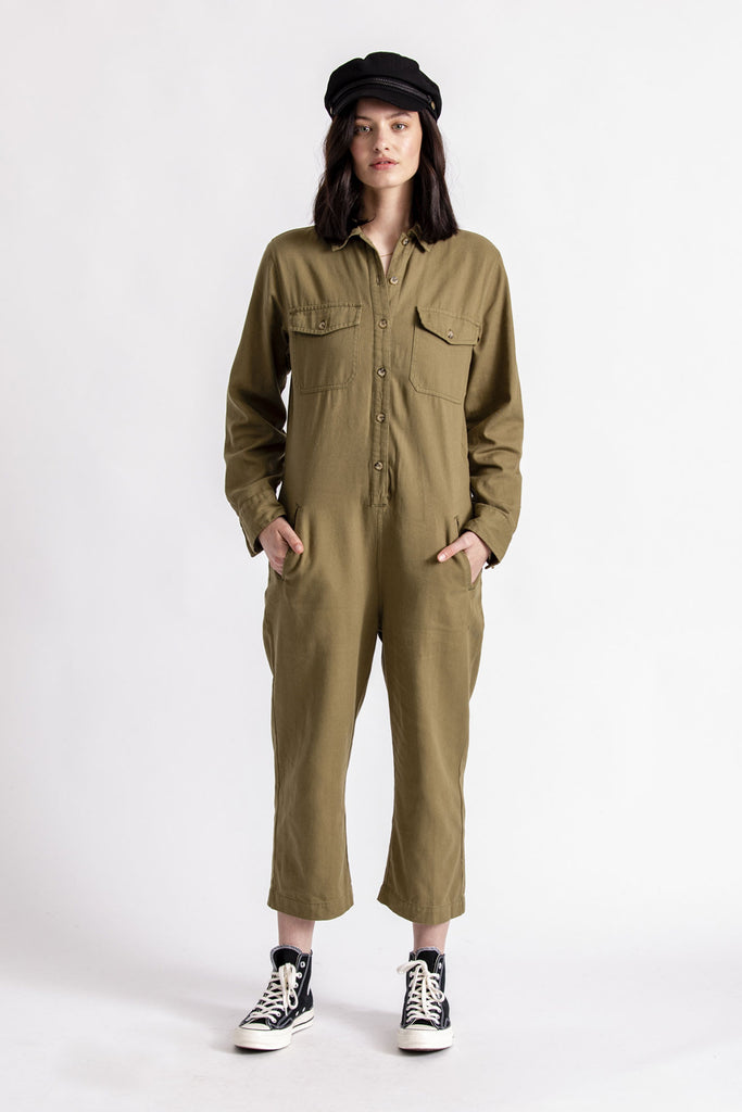 Brixton Melbourne Crop Coverall - Washed Olive