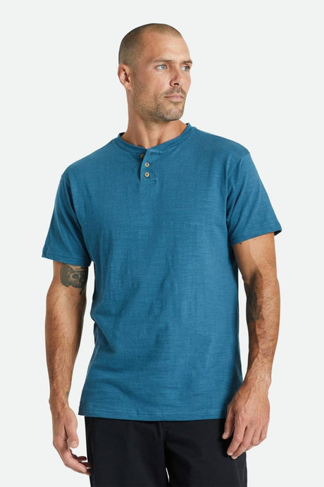 Basic Slub S/S Henley Tee - Indie Teal