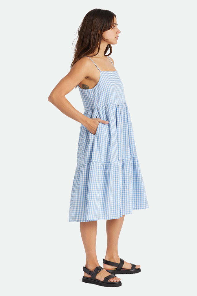 Brixton Gingham Tier Dress - Casa Blanca Blue