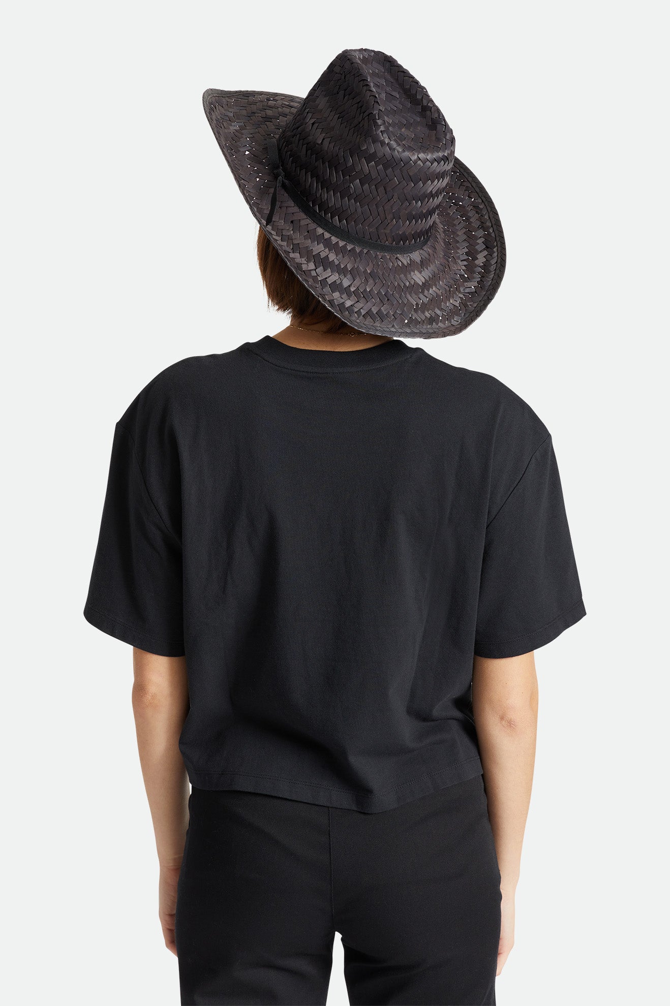 Brixton Unisex Houston Straw Cowboy Hat - Black | Back fit
