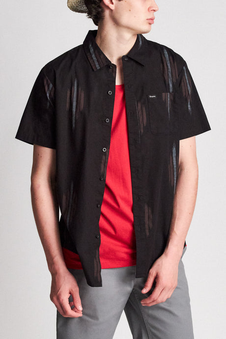 Charter Print S/S Woven - Black/Red