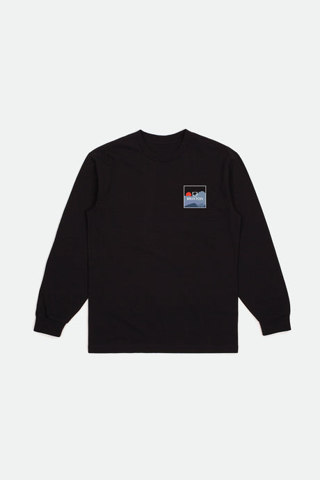 Men's Alpha Square L/S Standard Tee - Mountain Black - Front Side