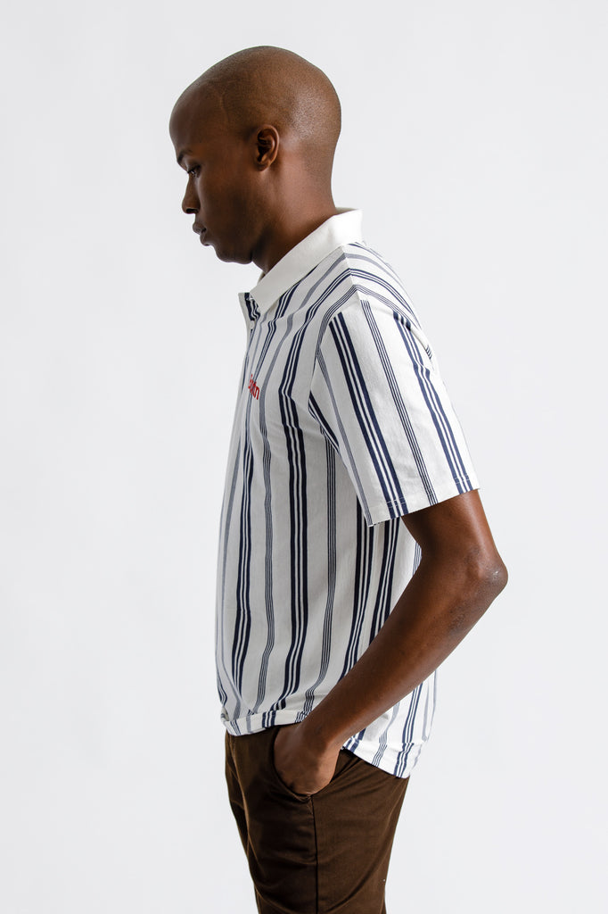 Brixton Hilt Gate S/S Polo - Off White/Washed Navy