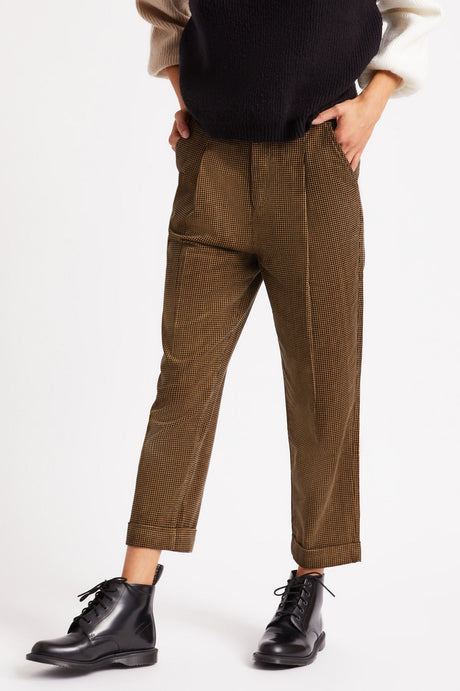 Aberdeen Trouser Pant - Khaki Houndstooth