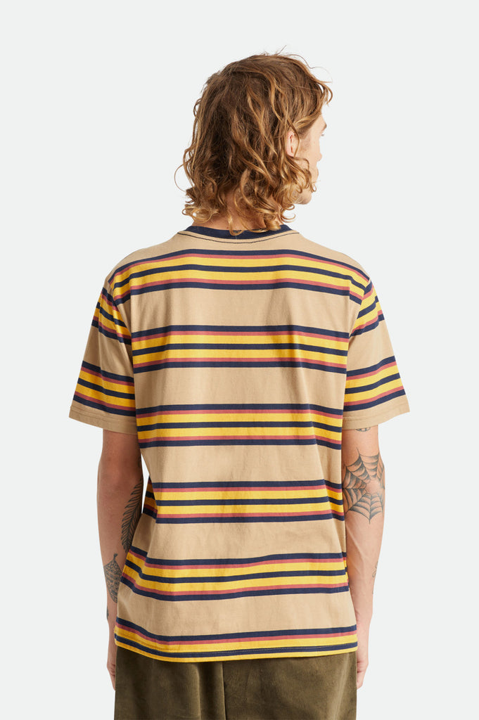 Brixton Hilt Shield S/S Knit - Tan/Golden Glow/Navy