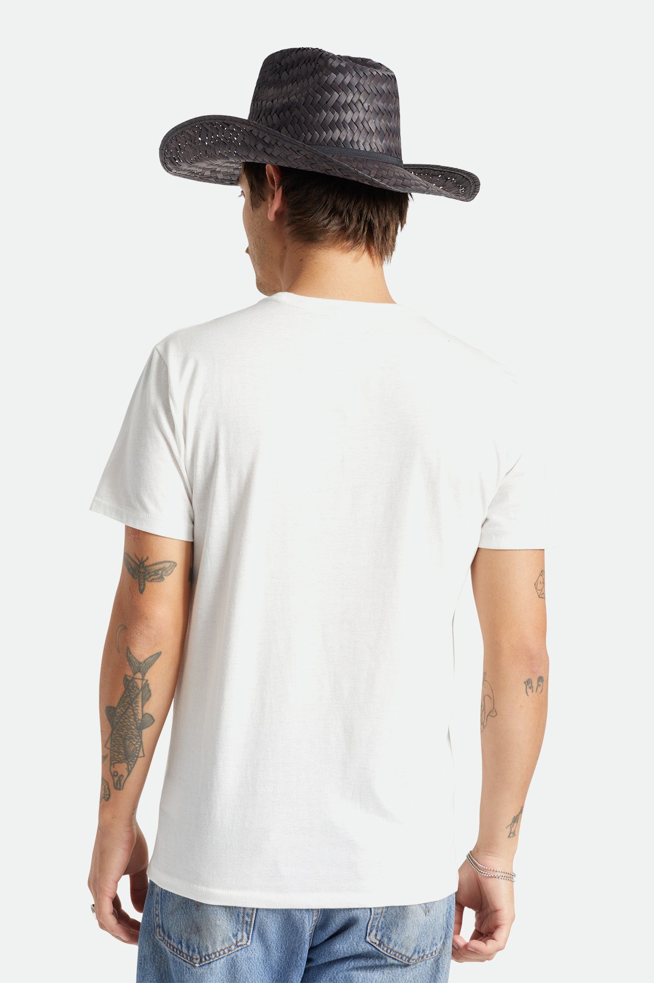 Brixton Unisex Houston Straw Cowboy Hat - Black | Back fit