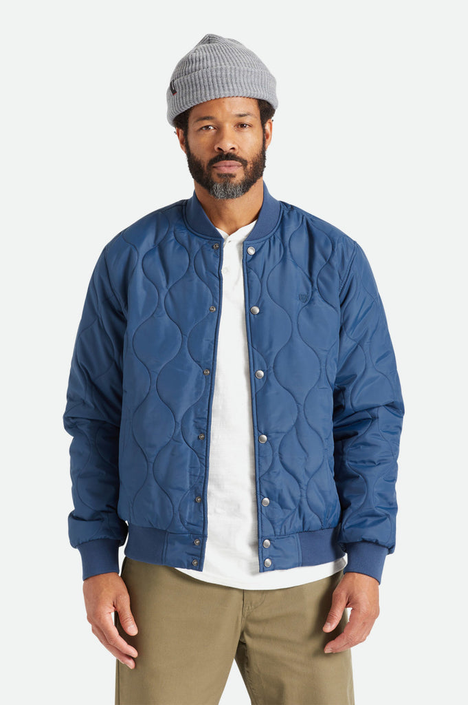 Brixton Dillinger Quilted Bomber Jacket - Moonlit Ocean