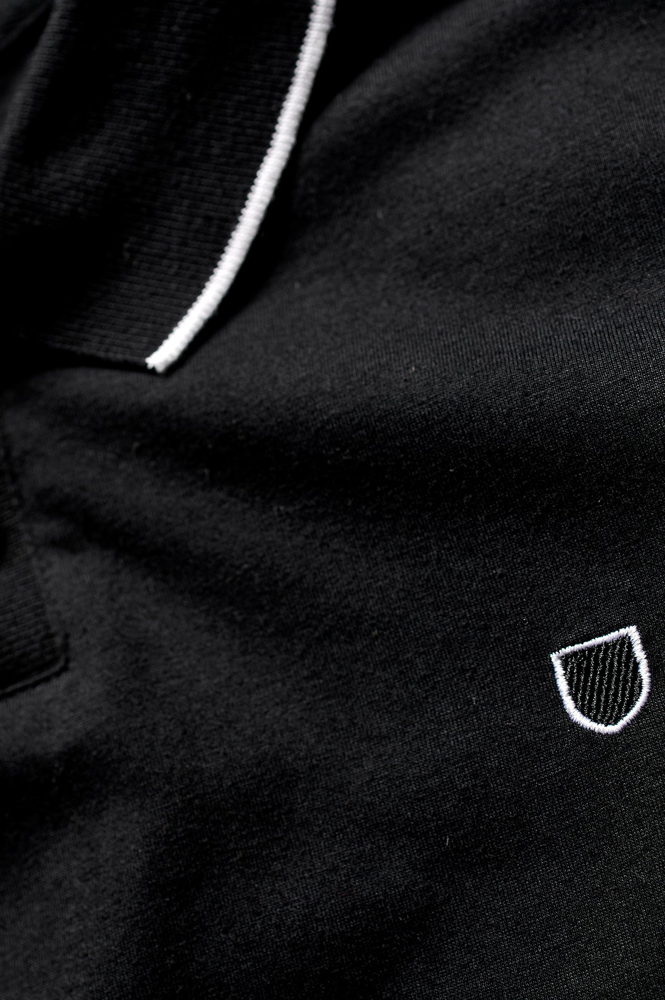 Men's Proper S/S Jersey Polo Knit - Black/White - Additional Laydown 1