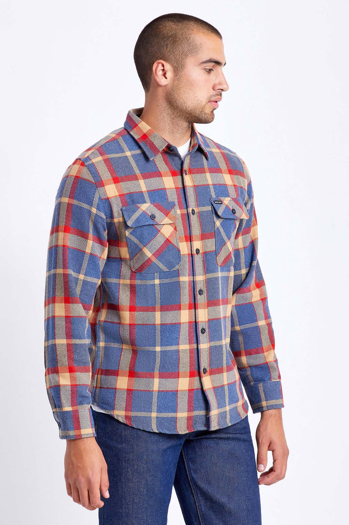 Brixton Bowery L/S Flannel - Blue/Red