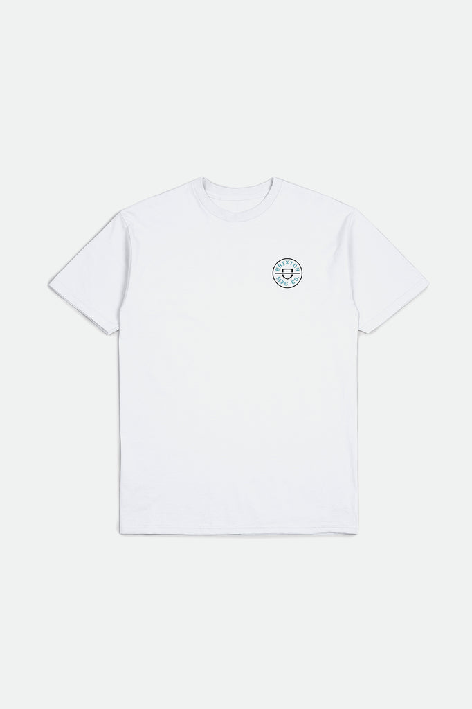 Brixton Crest II S/S Standard Tee - White/Teal