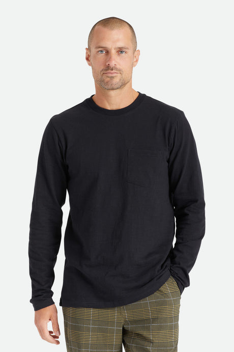 Basic Slub L/S Pocket Tee - Black