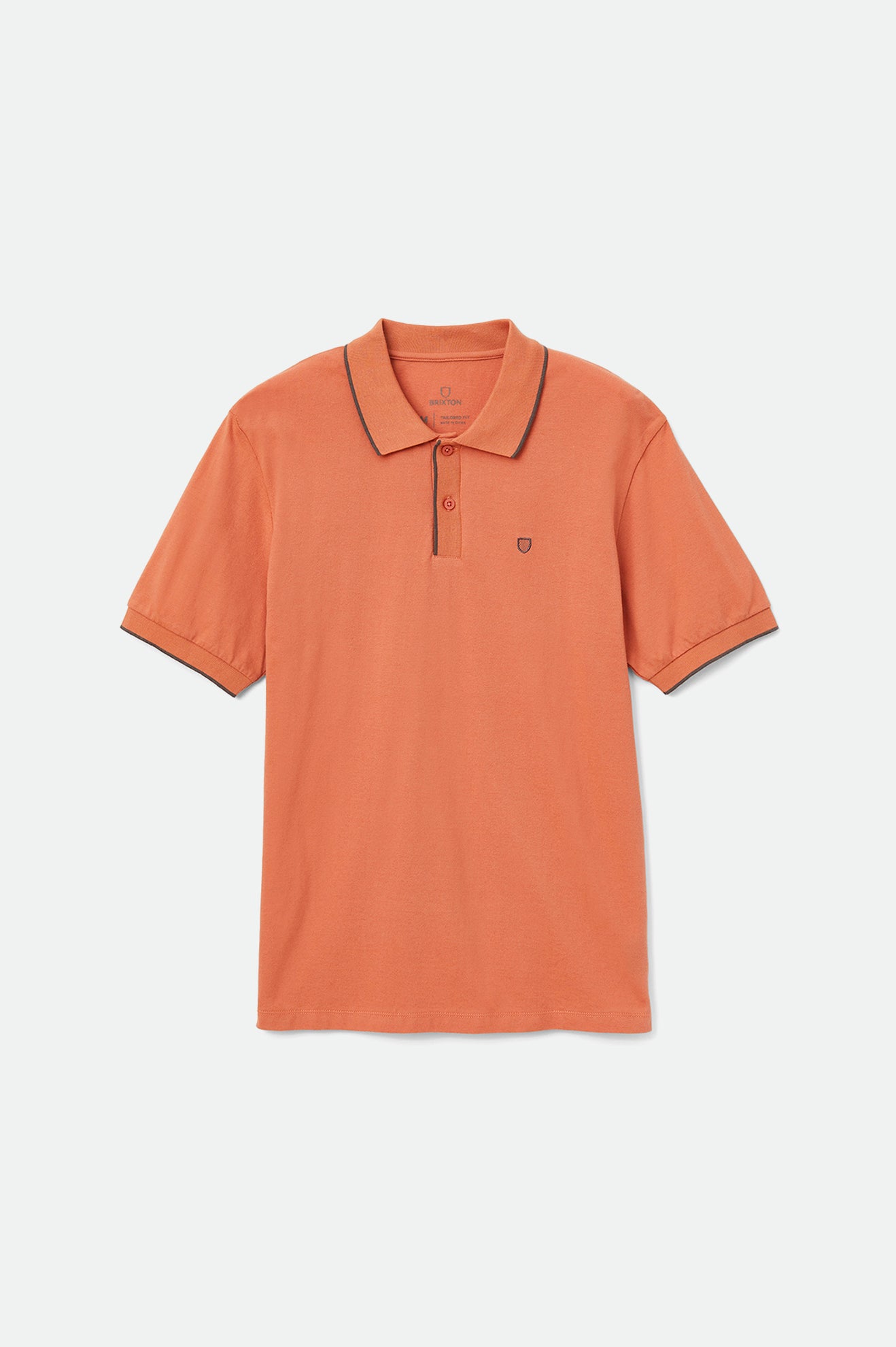 Men's Proper S/S Polo Knit - Apricot Jam/Charcoal - Front Side