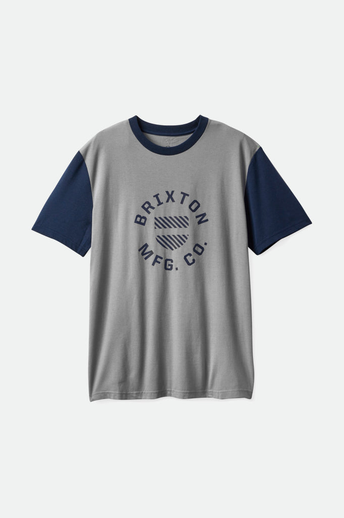 Brixton Shield Crest Utility S/S Knit - Grey/Navy