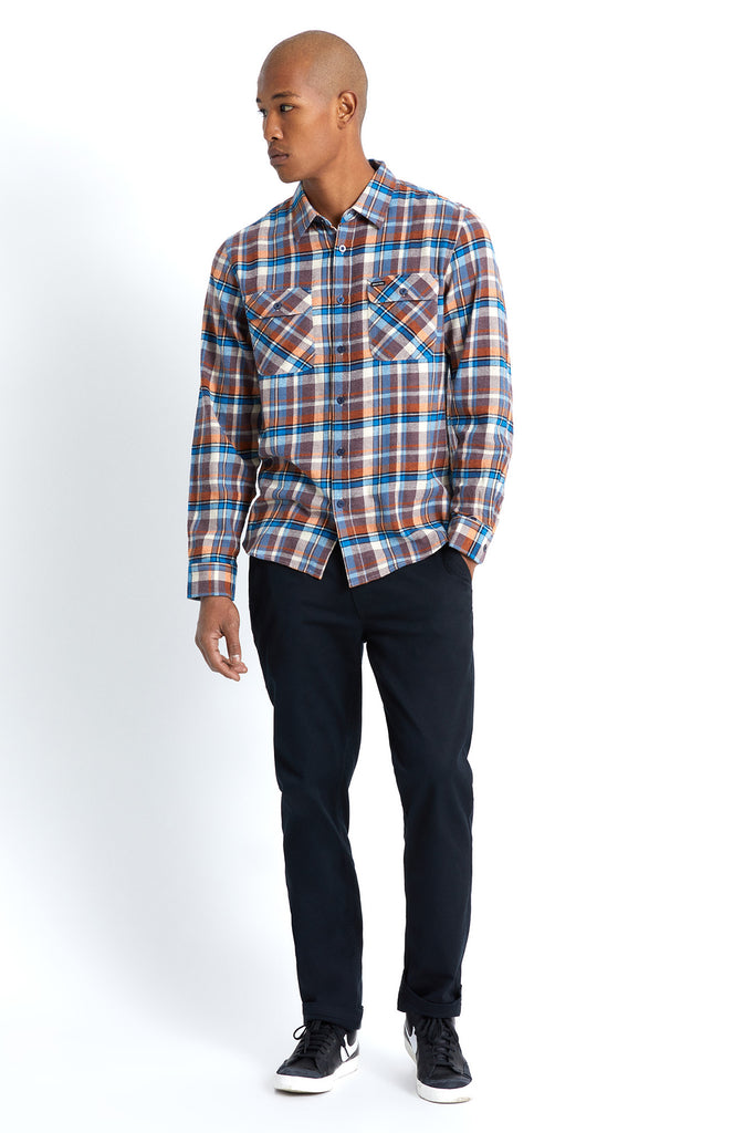 Brixton Bowery Lightweight L/S Flannel - Blue/Orange