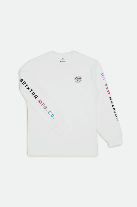 Crest L/S Standard Tee - White/Light Blue/Pink