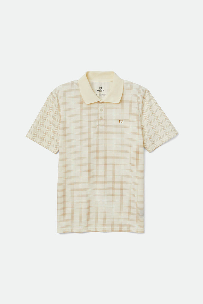 Men's Plaid Crossover S/S Polo Knit - Off White/Lion - Front Side