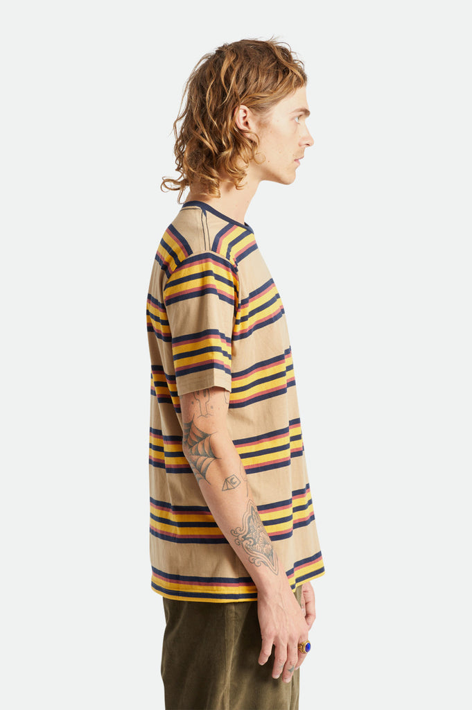 Brixton Hilt Shield S/S Knit - Tan/Golden Glow/Navy