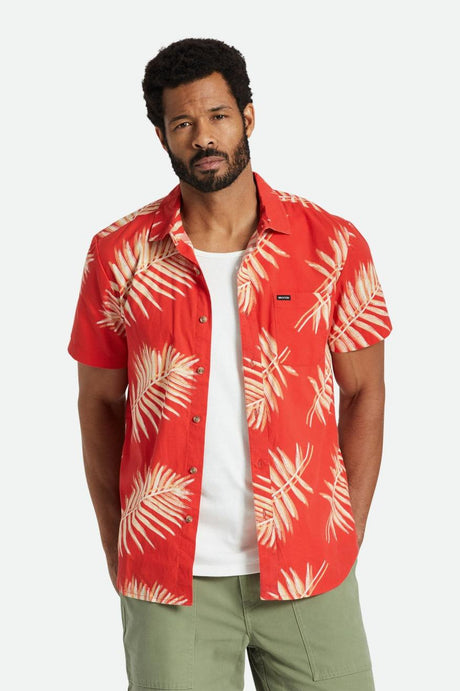 Charter Print S/S Woven - Aloha Red/Palm Leaf