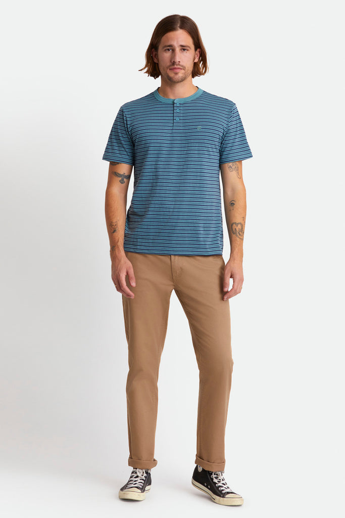 Brixton Hilt S/S Henley Knit - Ocean/Washed Navy