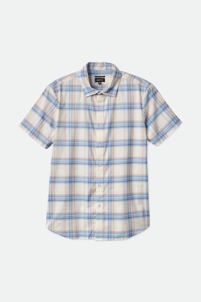 Brixton Charter Plaid S/S Woven - Off White/Blue/Orange